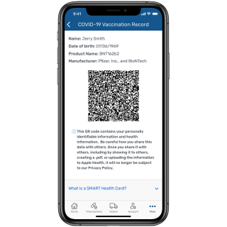 COVID-19 vaccination record on the Express Scripts® mobile app